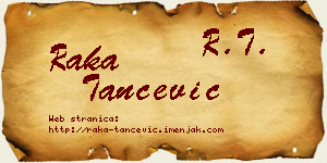 Raka Tančević vizit kartica